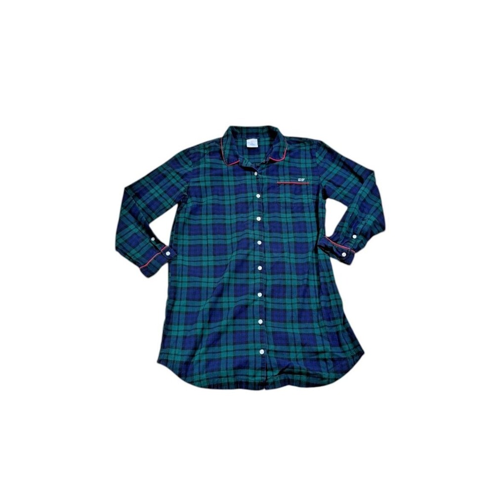 Vineyard Vines Blackwatch Plaid Flannel Shirtdress Women Size Medium Night Shirt